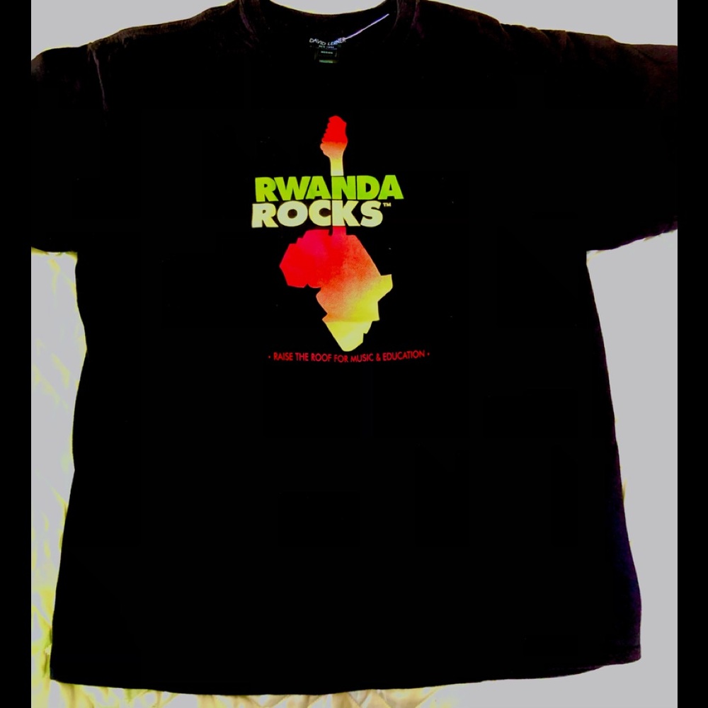 RWANDA ROCKS Tshirt Mens’ Sz M “2016 Raise the roof for music & education” NEW